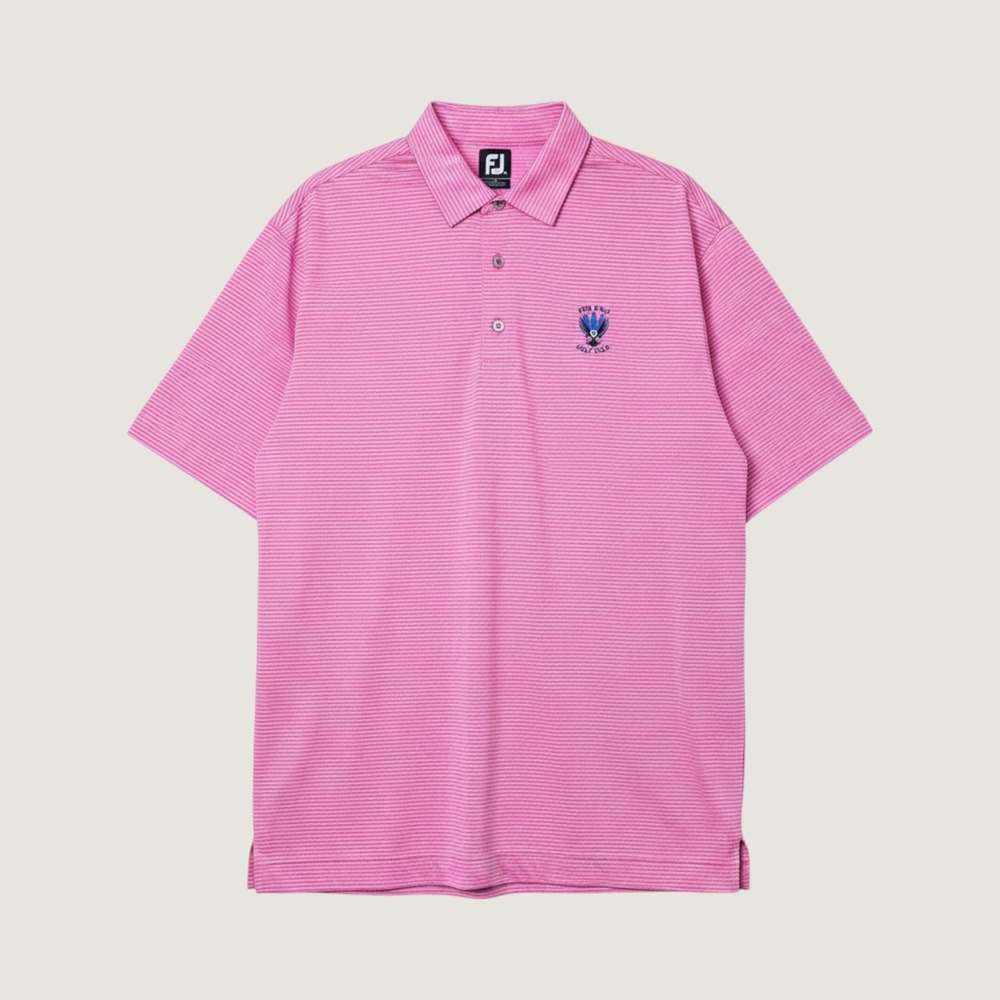 FootJoy FJ Pink Stripe Golf Polo Shirt Mens XL Pine Knob Golf Club Embroidered